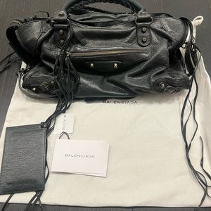 Authentic Balenciaga city bag in black, purchased from holt renfrew